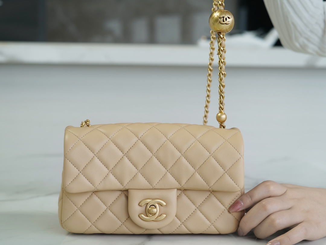 Chanel 22C CF Mini Metal Ball Apricot  