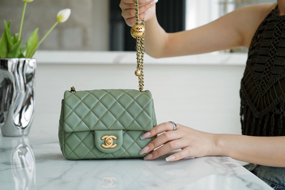 Chanel 22C CF Mini Metal Ball Matcha Green  