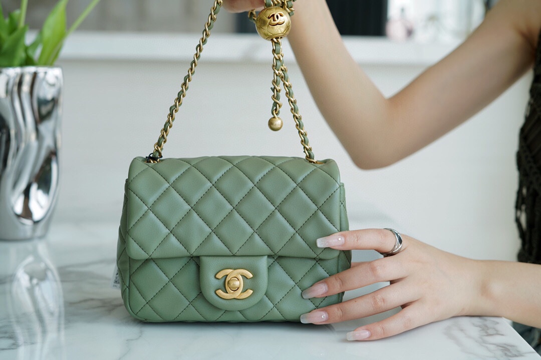 Chanel 22C CF Mini Metal Ball Matcha Green  