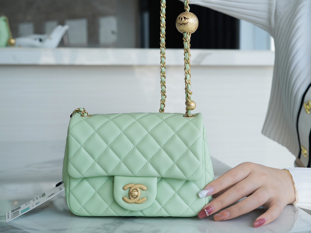 Chanel 22C CF Mini Metal Ball Apple Green  