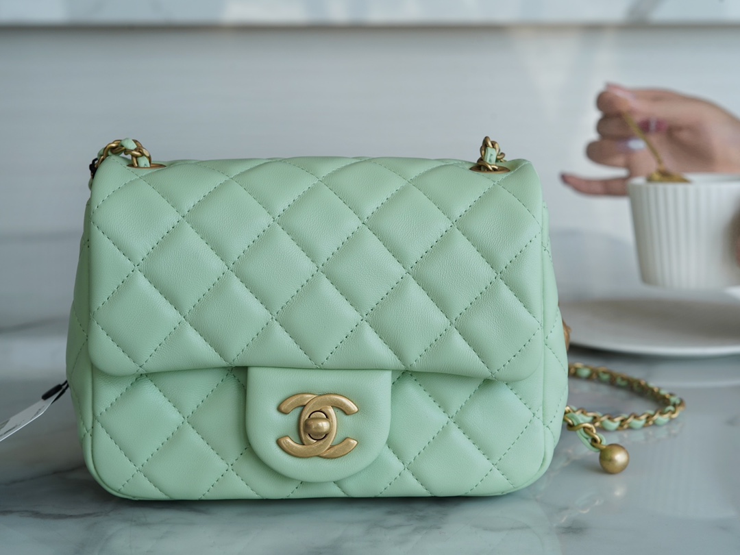 Chanel 22C CF Mini Metal Ball Apple Green  