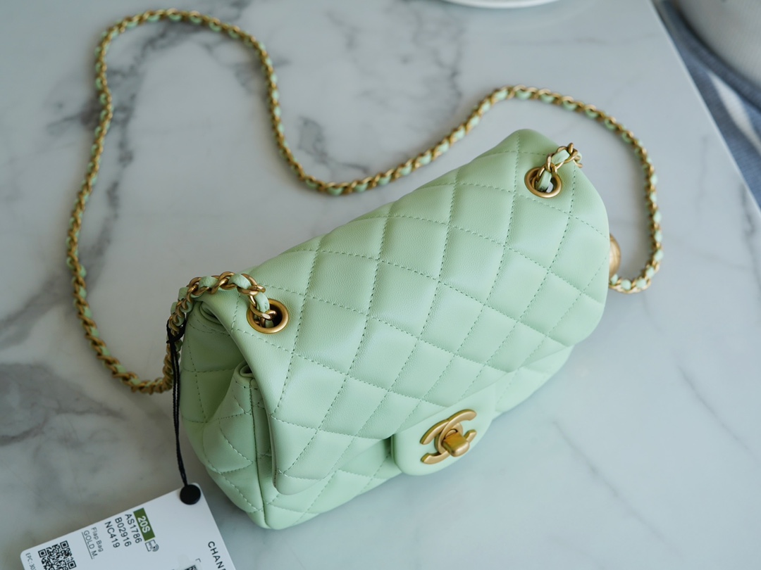 Chanel 22C CF Mini Metal Ball Apple Green  