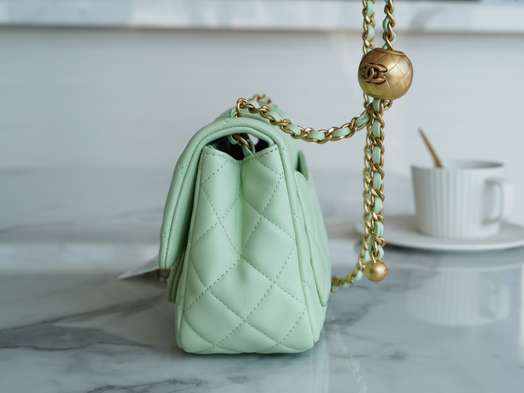 Chanel 22C CF Mini Metal Ball Apple Green  