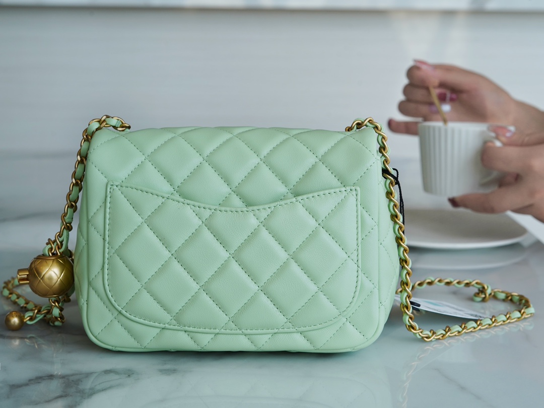 Chanel 22C CF Mini Metal Ball Apple Green  