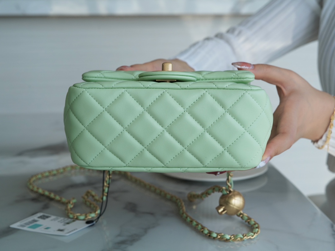 Chanel 22C CF Mini Metal Ball Apple Green  