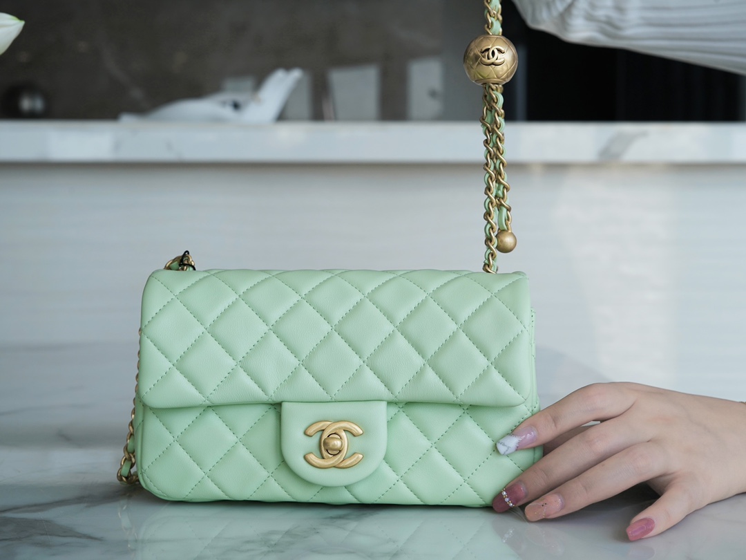 Chanel 22C CF Mini Metal Ball Apple Green  