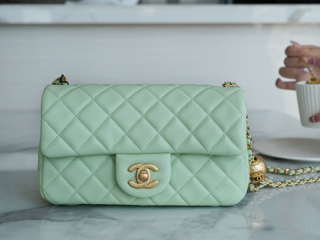 Chanel 22C CF Mini Metal Ball Apple Green  