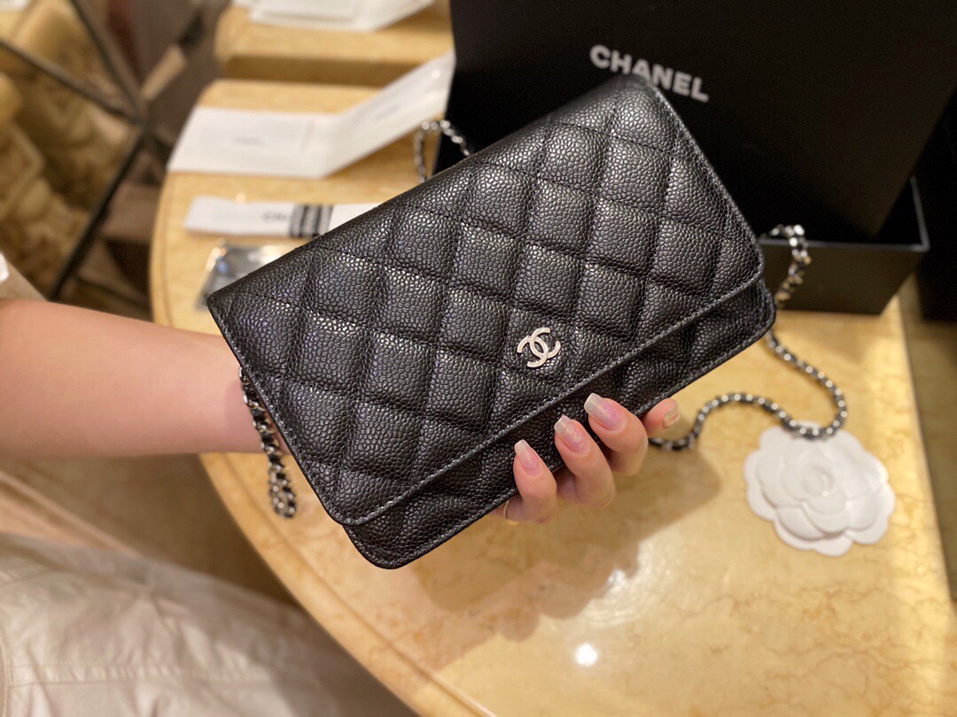 Chanel Entry-Level Classic Fortune Bag Black/Silver Caviar Leather  