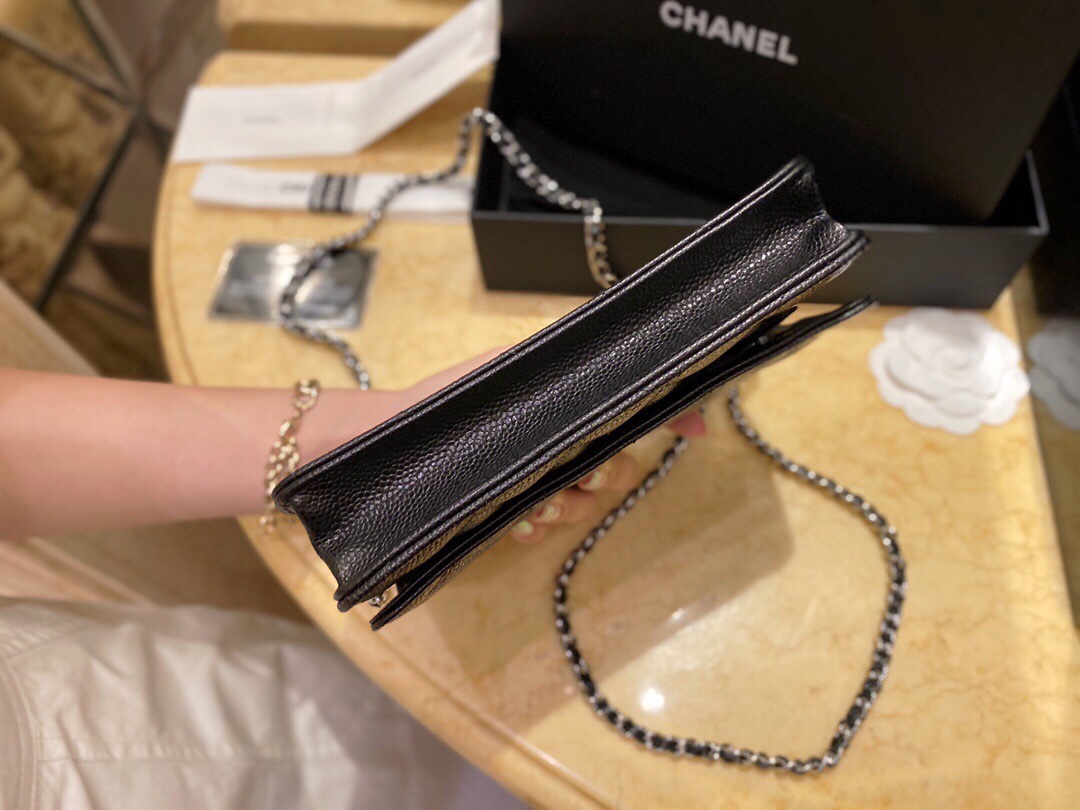 Chanel Entry-Level Classic Fortune Bag Black/Silver Caviar Leather  