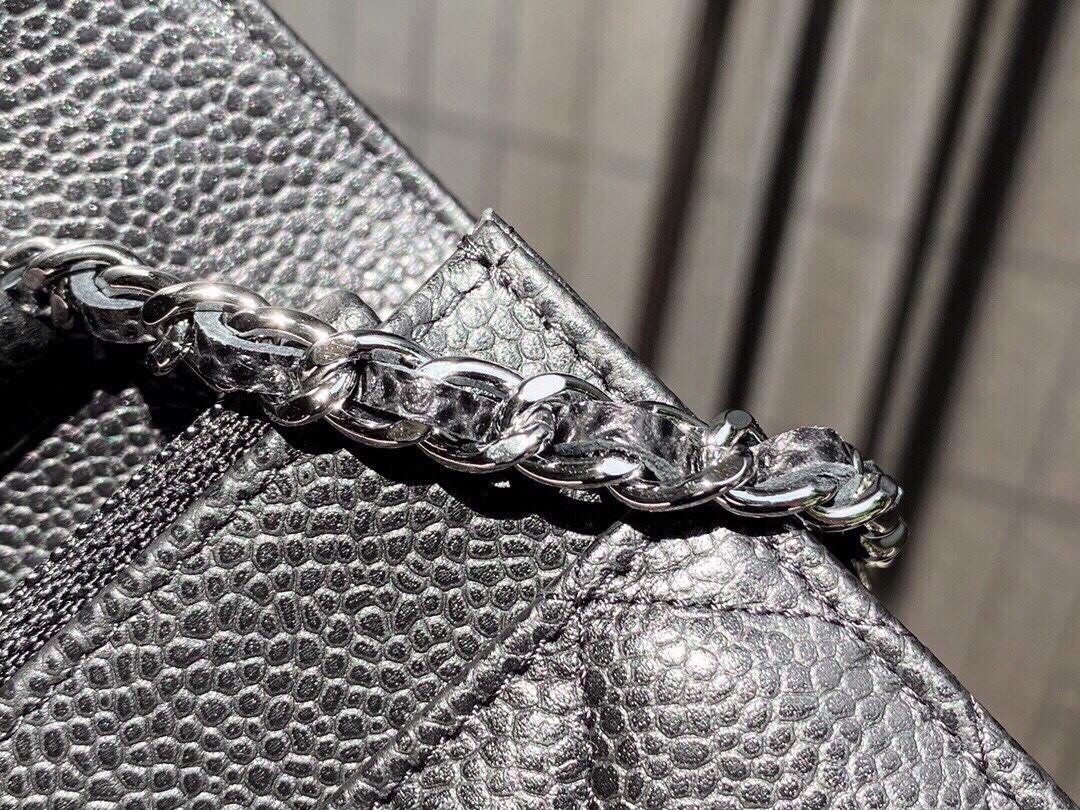 Chanel Entry-Level Classic Fortune Bag Black/Silver Caviar Leather  