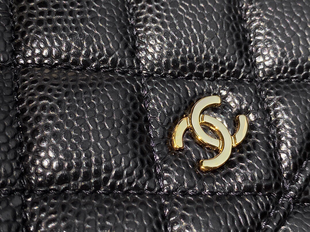 Chanel Entry-Level Classic Fortune Bag Black/Gold Caviar Pebbled Leather  