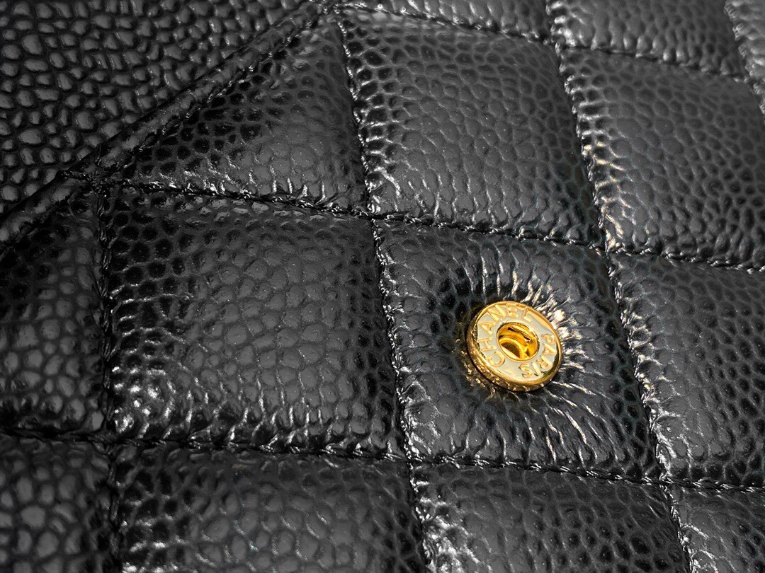 Chanel Entry-Level Classic Fortune Bag Black/Gold Caviar Pebbled Leather  