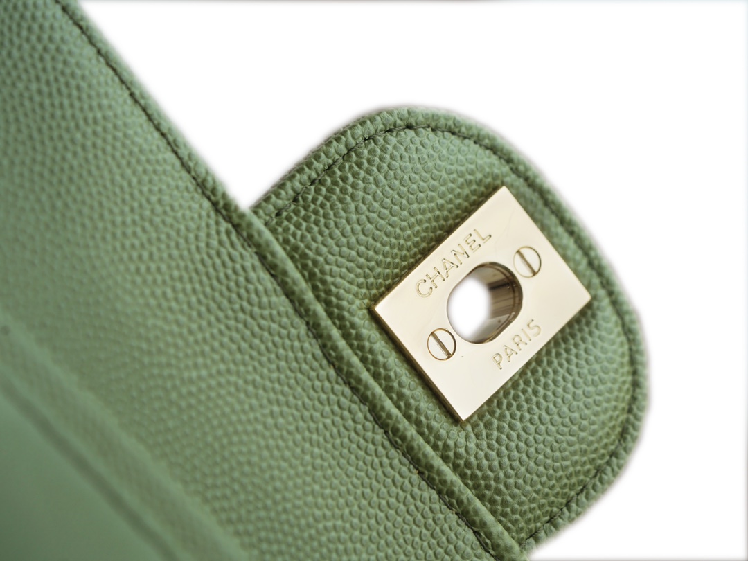 CF Classic Flap | Litchi Grain Leather Medium Grass Green  