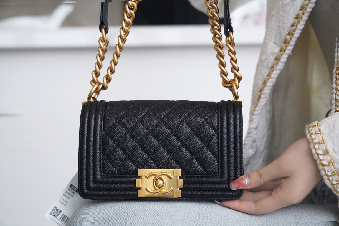 Chanel Leboy Large Ball Pattern Black/Gold Small Caviar Leather  