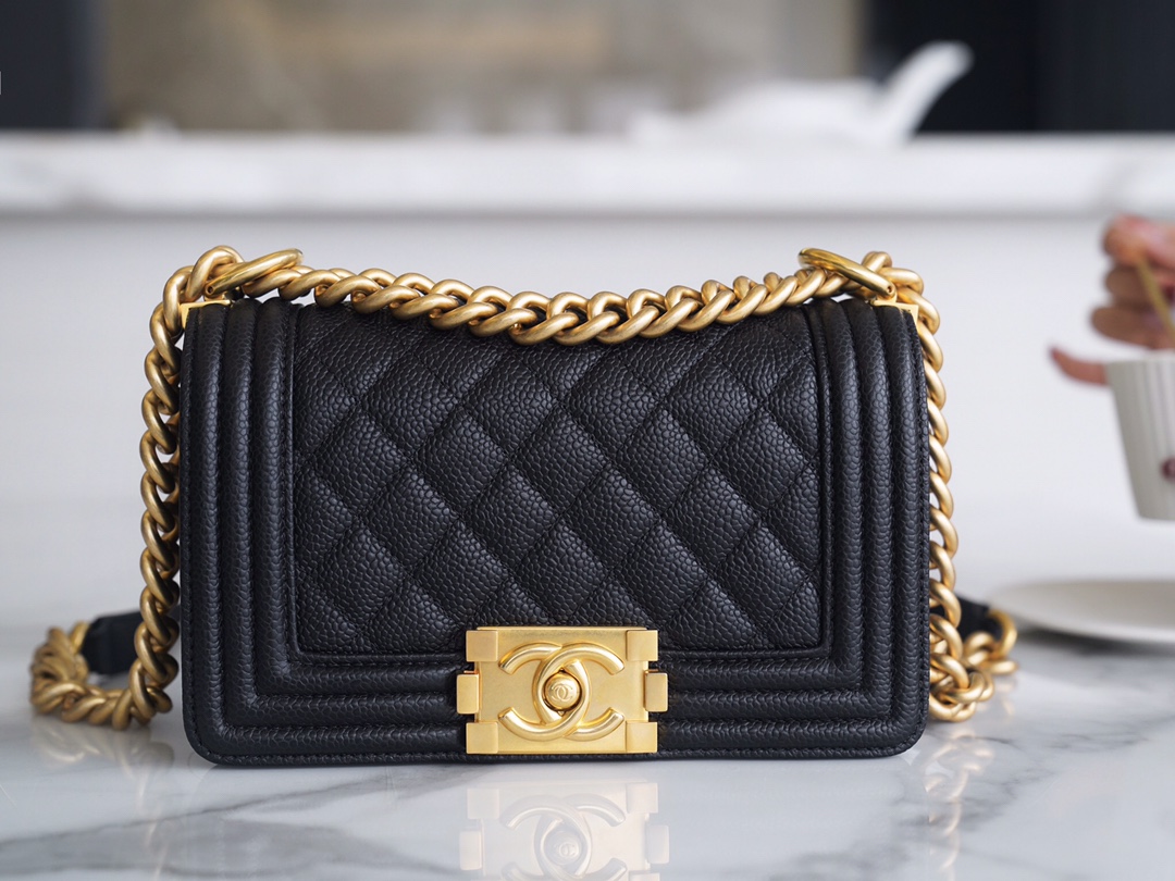 Chanel Leboy Large Ball Pattern Black/Gold Small Caviar Leather  