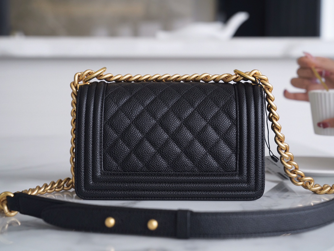 Chanel Leboy Large Ball Pattern Black/Gold Small Caviar Leather  