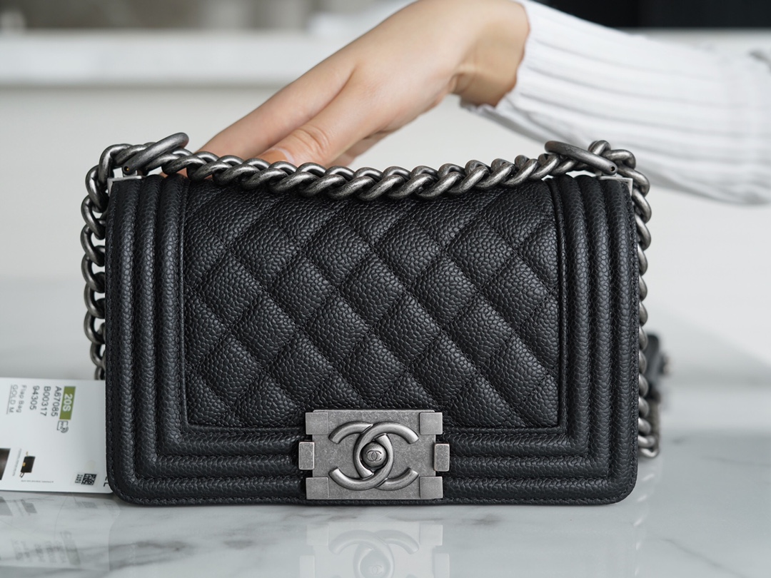 Chanel Leboy Large Ball Pattern Black/Silver Small Caviar Leather  