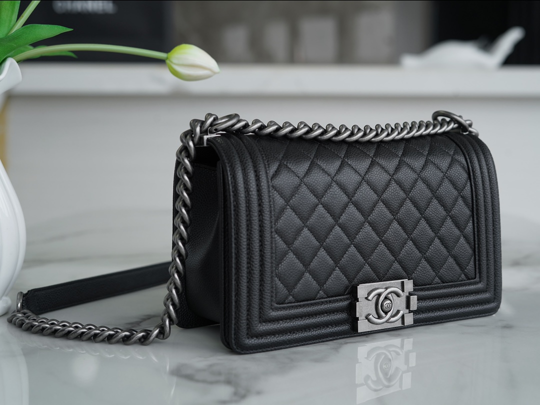 Chanel Leboy Large Ball Pattern Black/Silver Medium Caviar Leather  