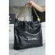 CHANEL 22P 22 Bag Medium Black/White Small Leather  