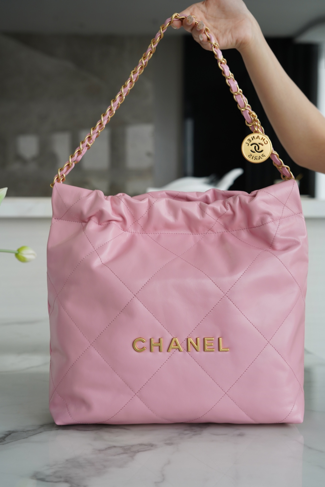 CHANEL 22P 22 Bag Small Sakura Pink  