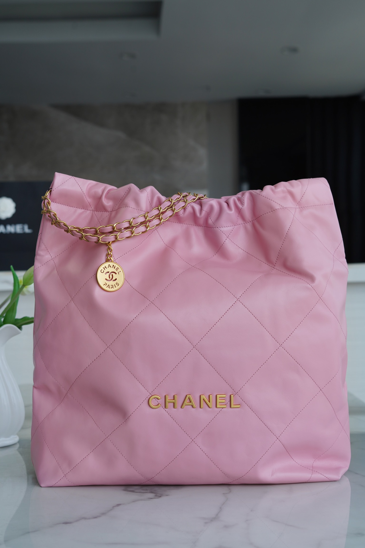 CHANEL 22P 22 Bag Large Sakura Pink  