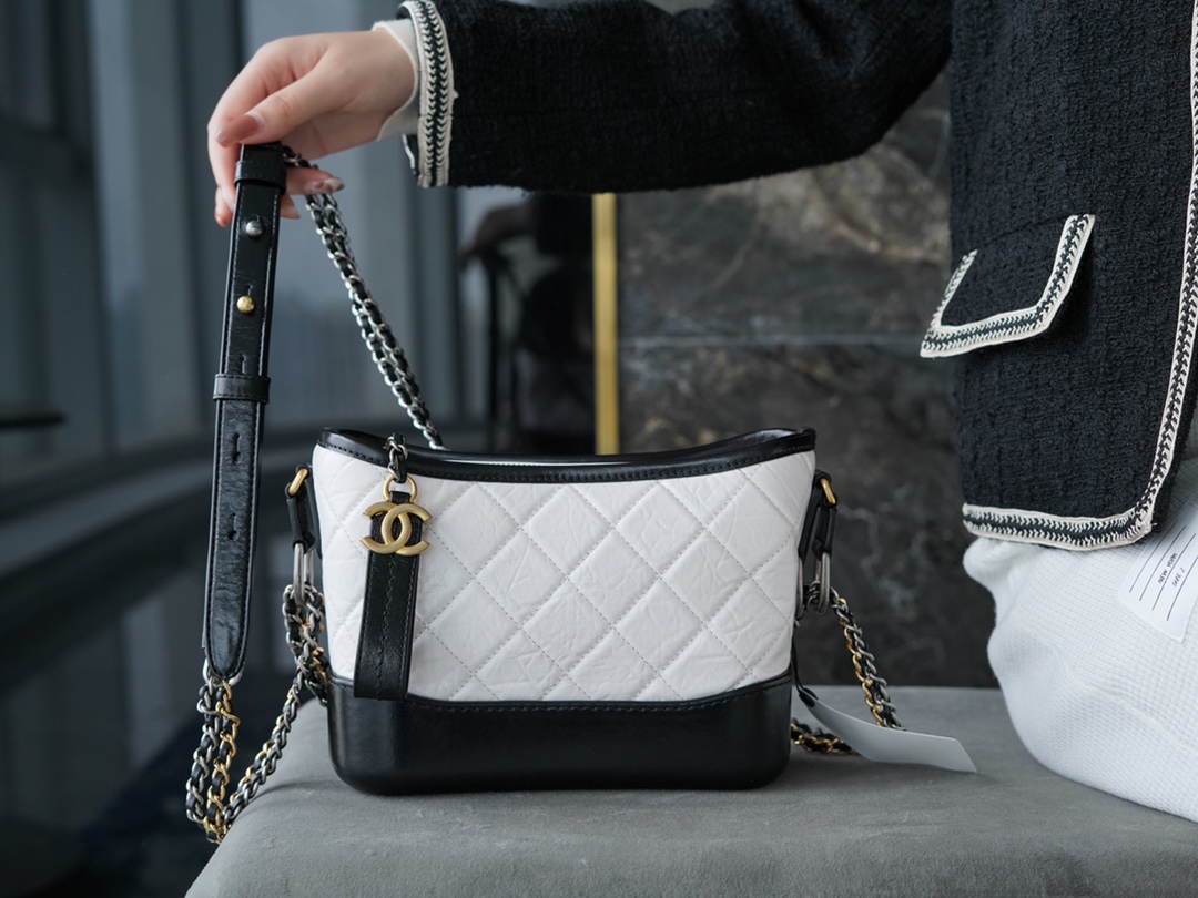 Chanel Gabrielle Classic Flap Black/White Small Calfskin  