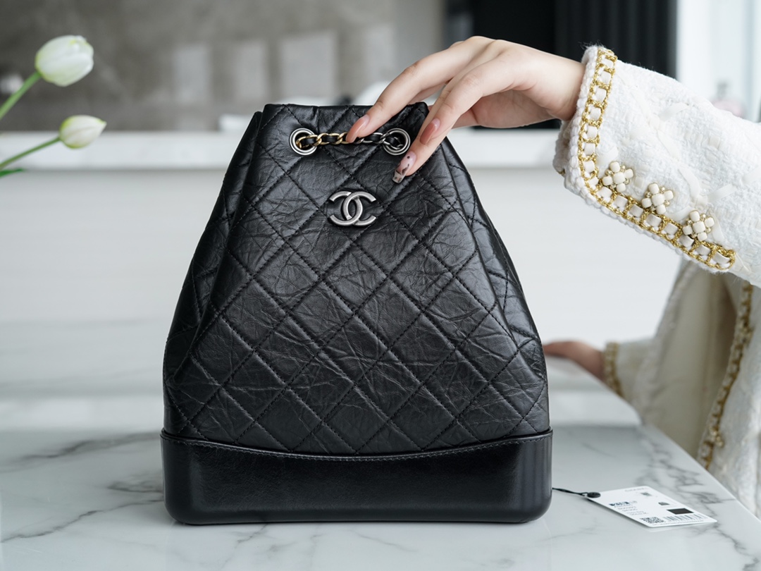 Chanel Gabrielle Backpack Black Large Calfskin  