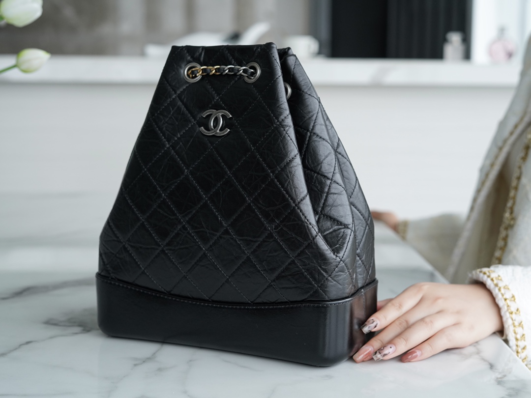 Chanel Gabrielle Backpack Black Large Calfskin  