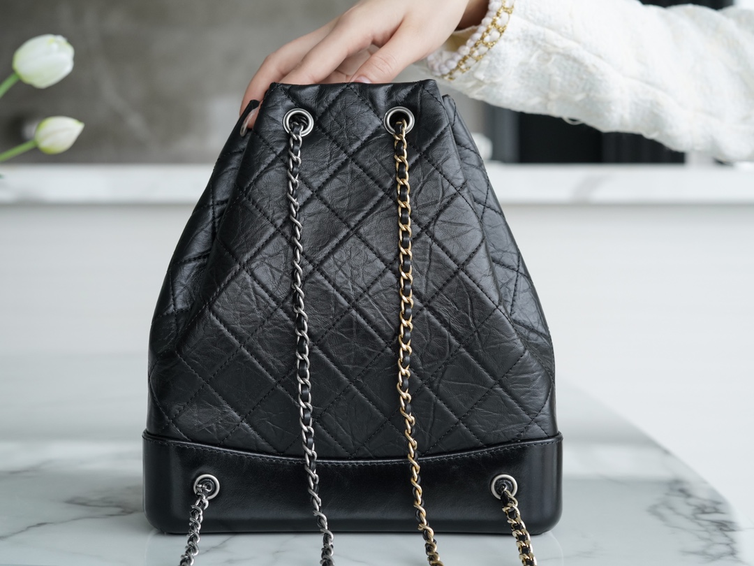 Chanel Gabrielle Backpack Black Large Calfskin  