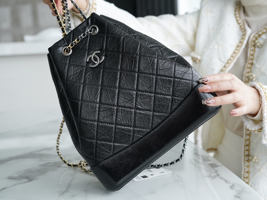 Chanel Gabrielle Backpack Black Large Calfskin  