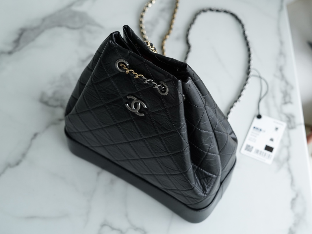 Chanel Gabrielle Backpack Black Large Calfskin  