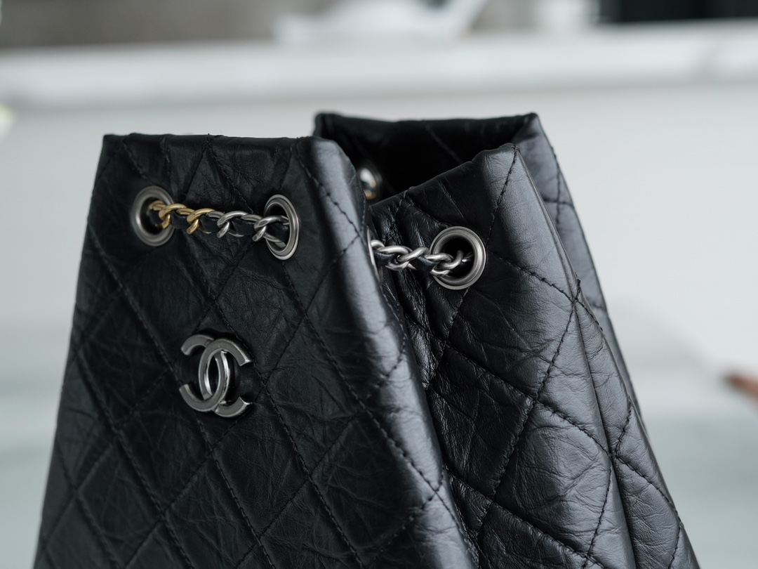 Chanel Gabrielle Backpack Black Large Calfskin  