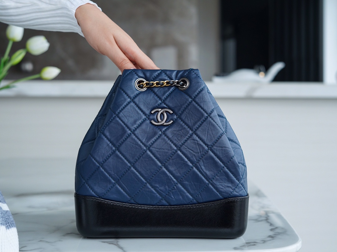 Chanel Gabrielle Backpack Blue/Black Calfskin  