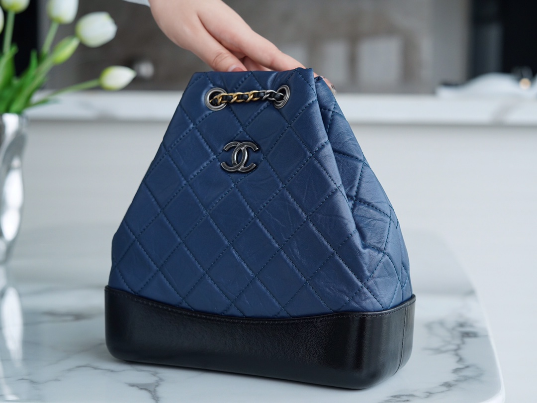 Chanel Gabrielle Backpack Blue/Black Calfskin  