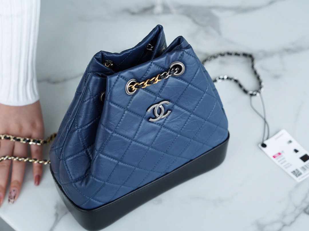 Chanel Gabrielle Backpack Blue/Black Calfskin  