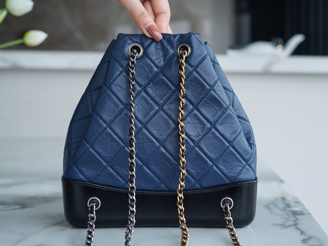 Chanel Gabrielle Backpack Blue/Black Calfskin  