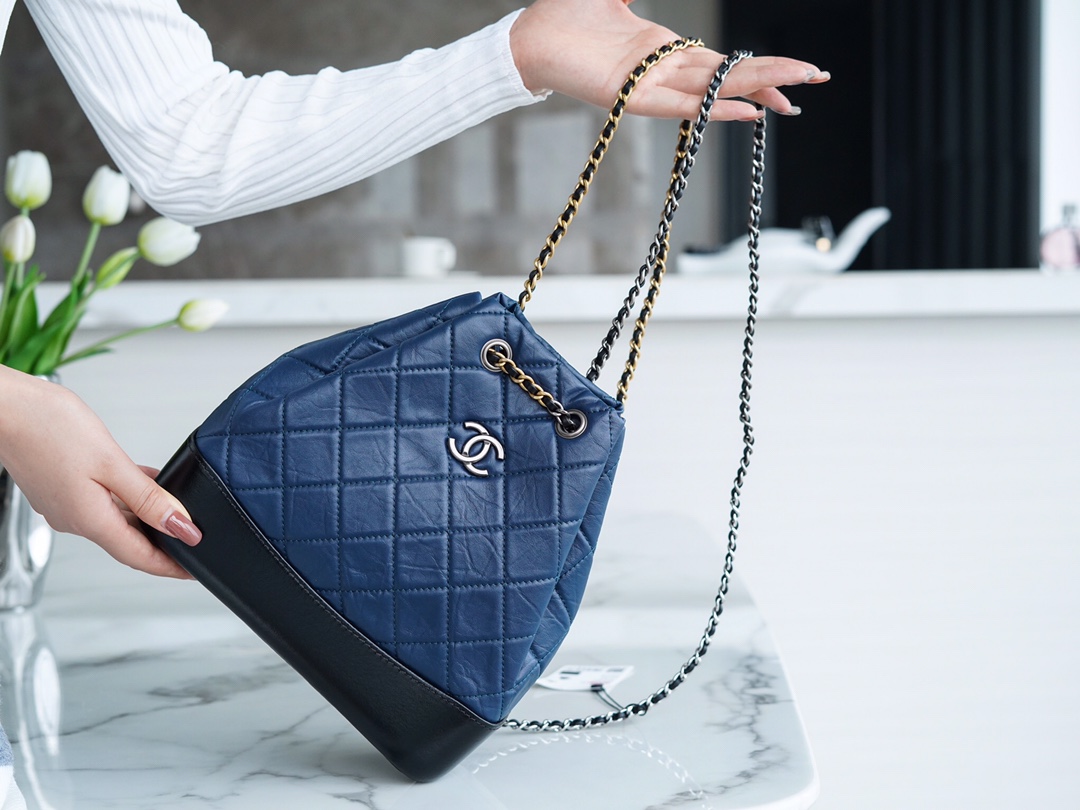 Chanel Gabrielle Backpack Blue/Black Calfskin  