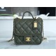 CHANEL 22K Postman Tofu Bag Olive Green Fine Grain Leather  