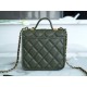 CHANEL 22K Postman Tofu Bag Olive Green Fine Grain Leather  