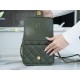 CHANEL 22K Postman Tofu Bag Olive Green Fine Grain Leather  