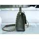 CHANEL 22K Postman Tofu Bag Olive Green Fine Grain Leather  