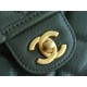 CHANEL 22K Postman Tofu Bag Olive Green Fine Grain Leather  