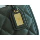 CHANEL 22K Postman Tofu Bag Olive Green Fine Grain Leather  