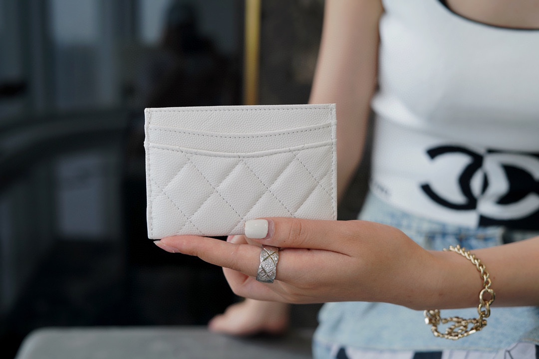 Chanel CF Card Holder White Leather  