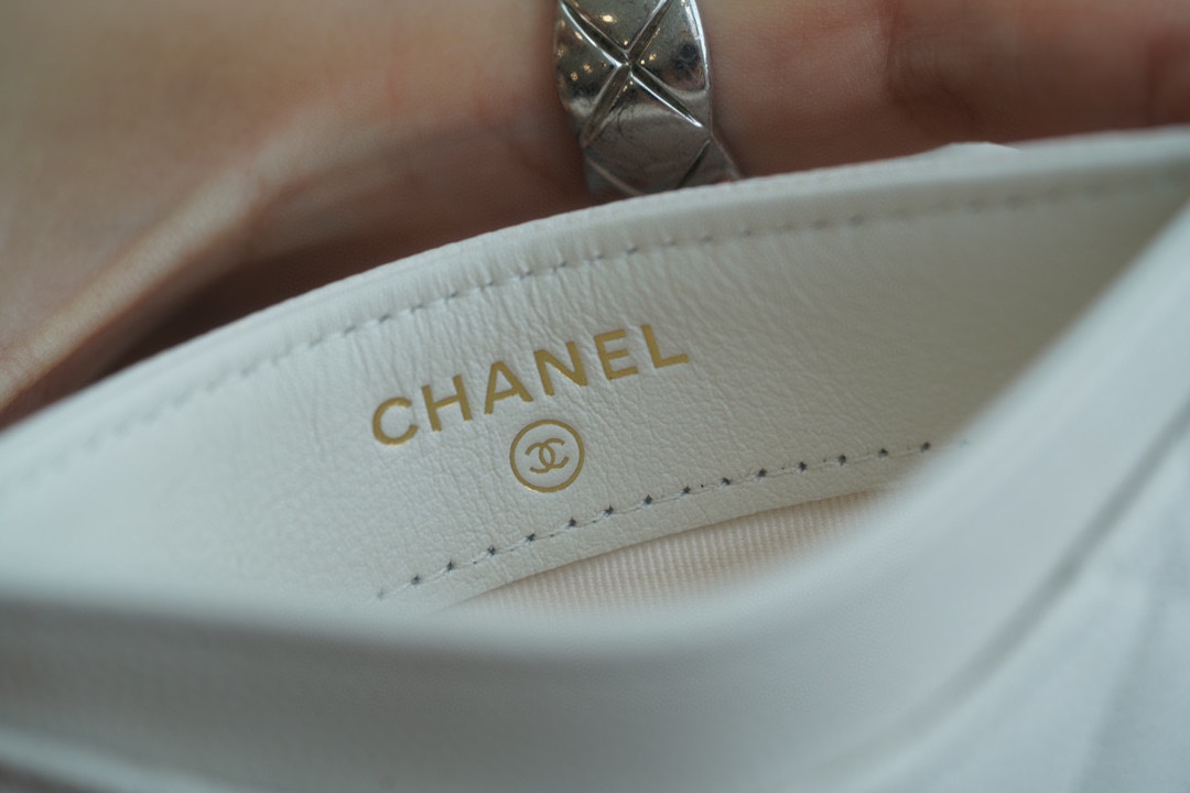 Chanel CF Card Holder White Leather  