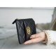 CHAN3L 19 Series Phone Bag Black Gold Goat Leather  