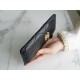 CHAN3L 19 Series Phone Bag Black Gold Goat Leather  