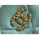 CHANEL 19 Short Wallet Tiffany Blue Goat Leather  