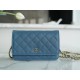 Chanel Wallet (Magnetic Closure) Mist Blue Caviar Leather  