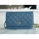 Chanel Wallet (Magnetic Closure) Mist Blue Caviar Leather  